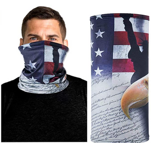 American US Flag Face Bandana Neck Gaiter, Sun UV Dust Protection Reusable Half Mask Scarf Motorcycle Balaclava for Men Women